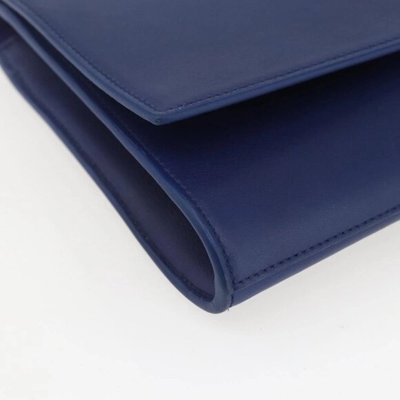 Authentic SAINT LAURENT Y Line Leather Blue Gold Clutch Bag bst576-121825 - Picture 7 of 16